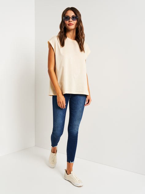 Jersey Sleeveless Top White