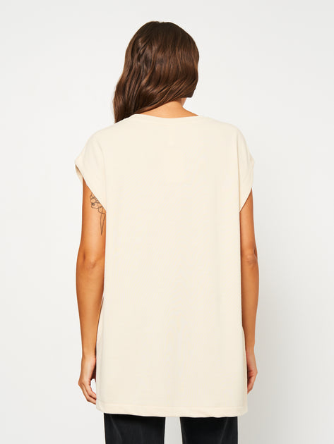 Oversized sleeveless top beige