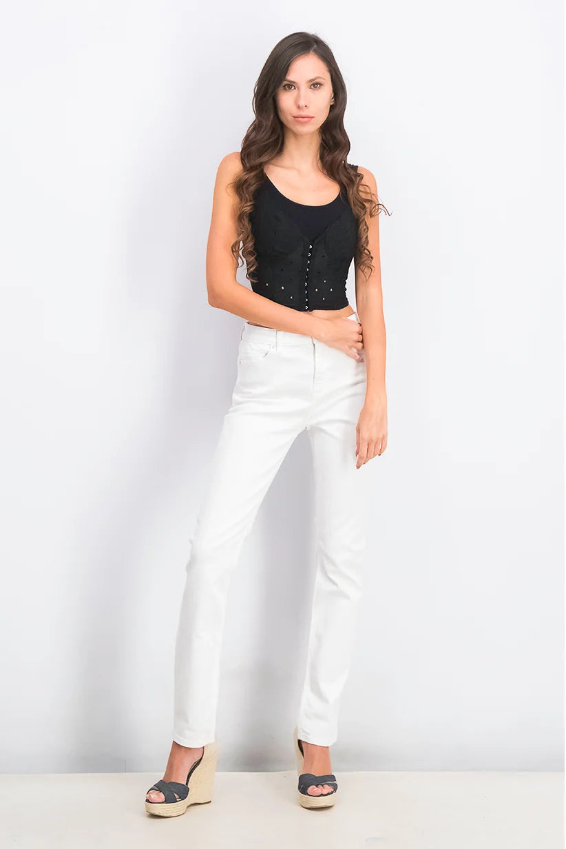 V-neckline Sleeveless Textured Crop Top