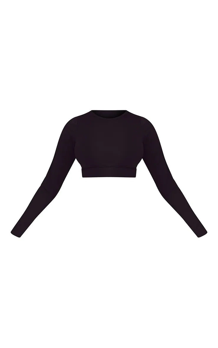 Black Sculpt Luxe Long Sleeve Sports Top