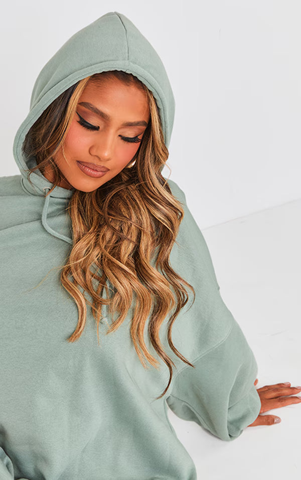 Sea Green Oversized Hooded Sweat Jumper Dress