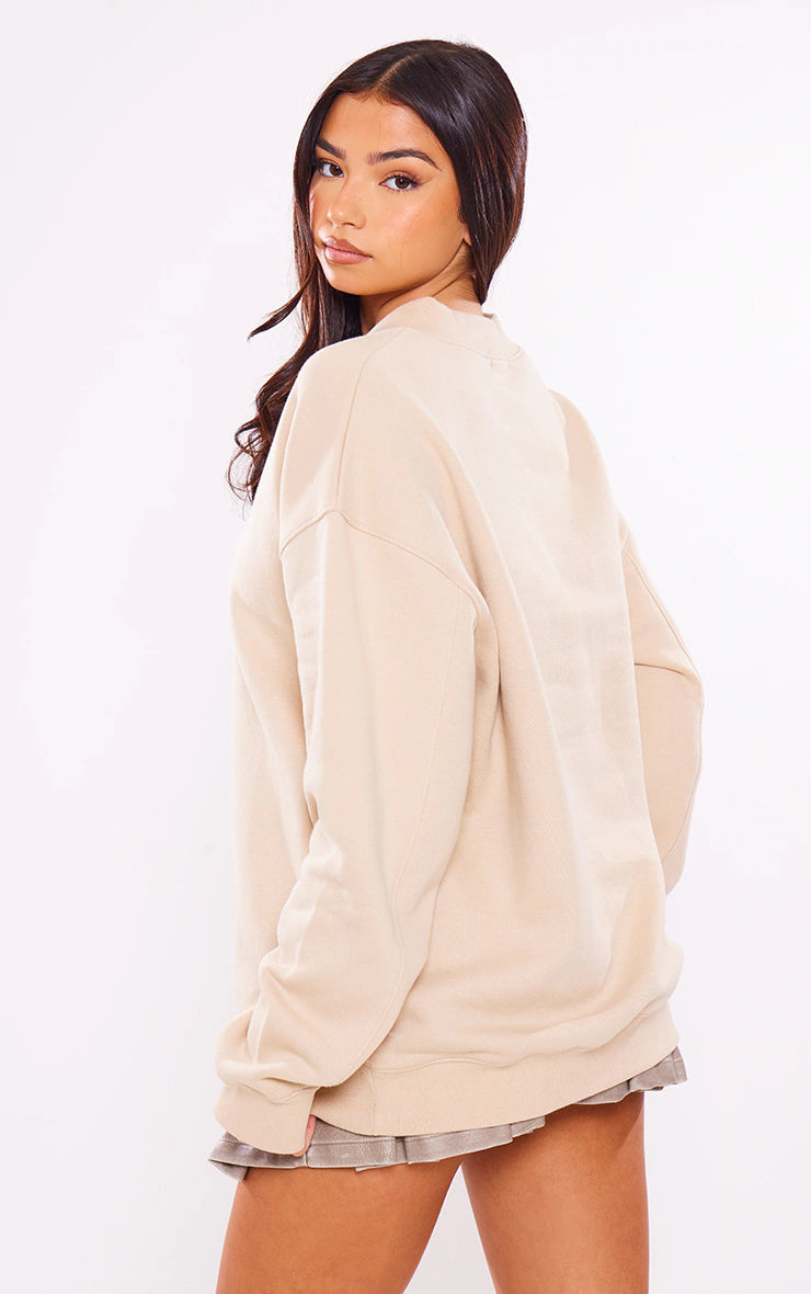 Stone Panelled Sleeve Drop Shoulder Sweatshirt