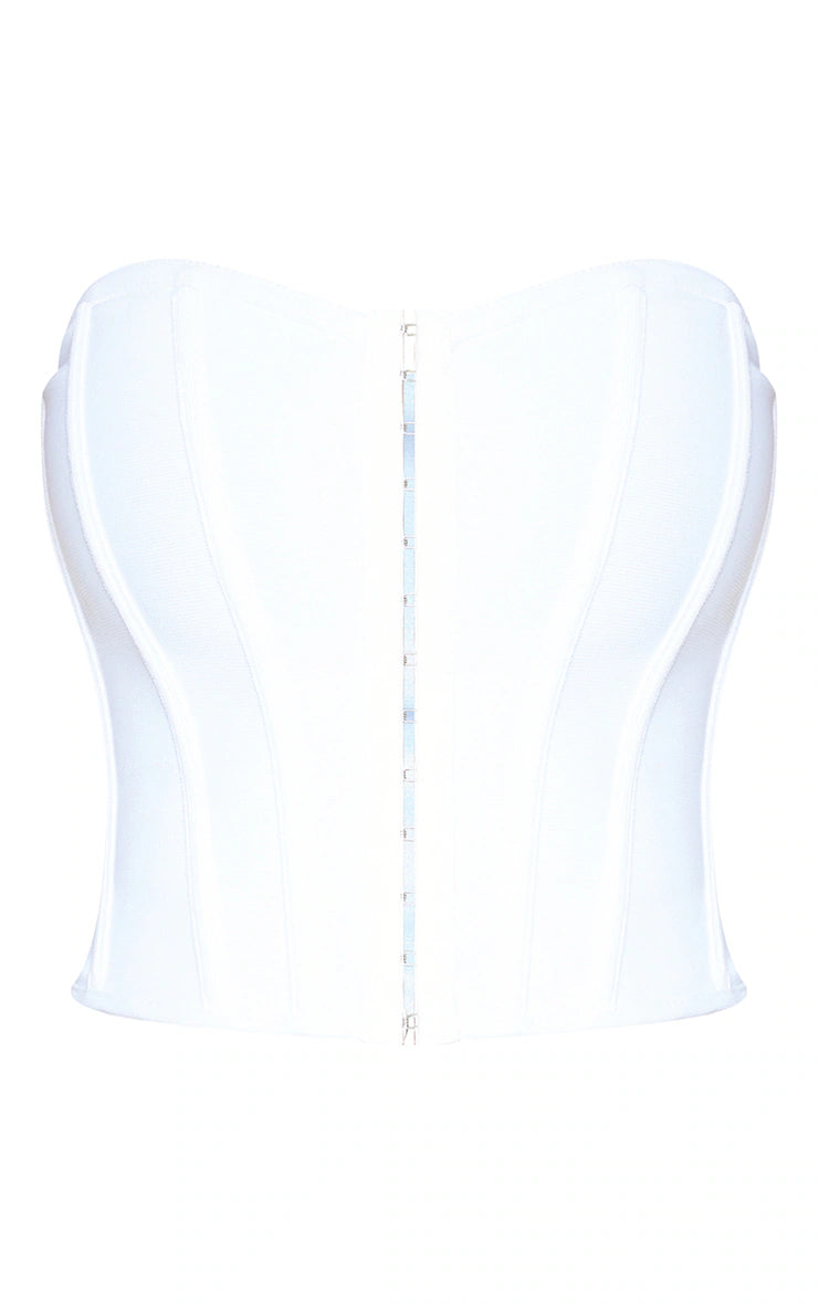 White Bandage Hook And Eye Structured Corset