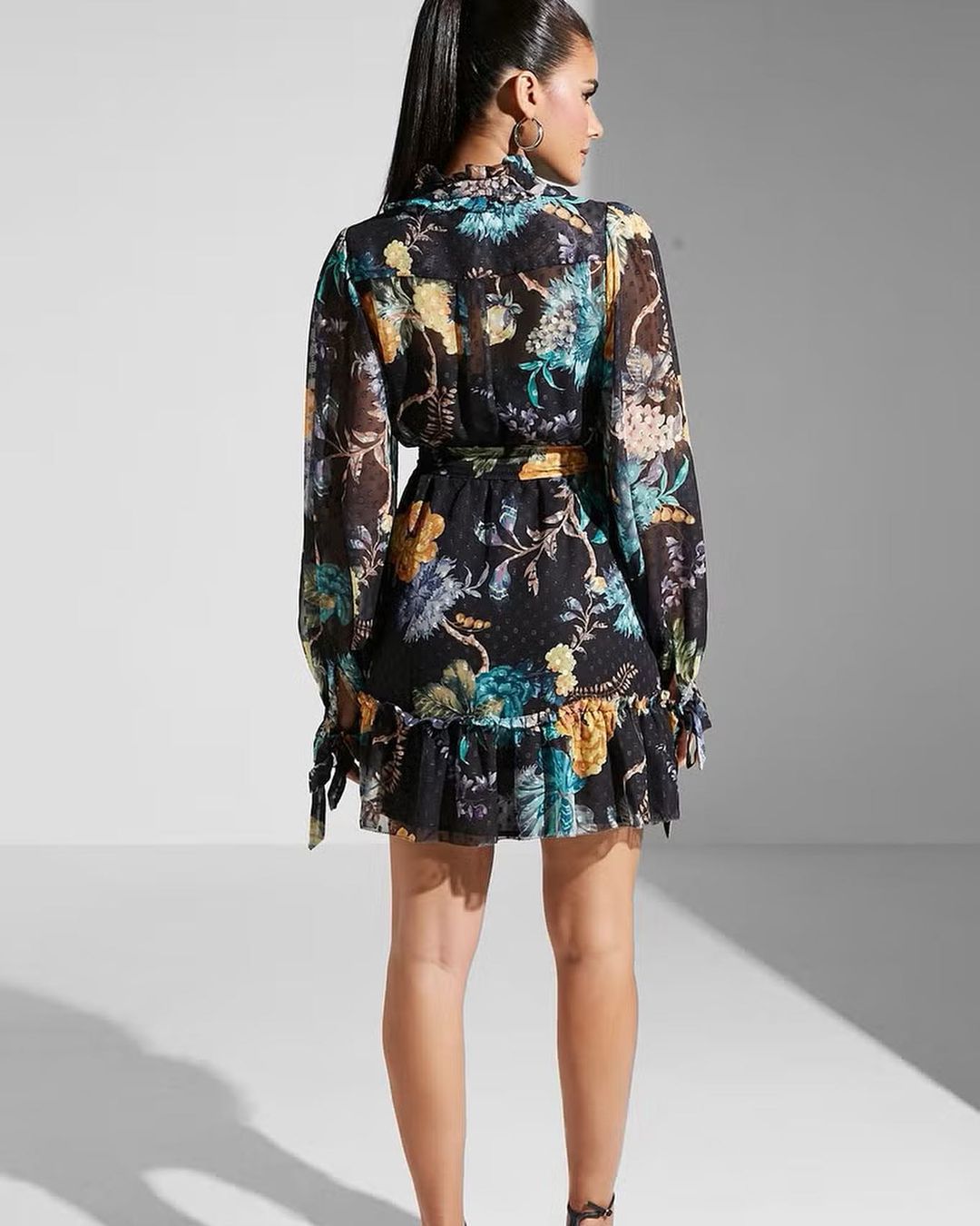 Floral Print Woven Ballon Sleeve Dress