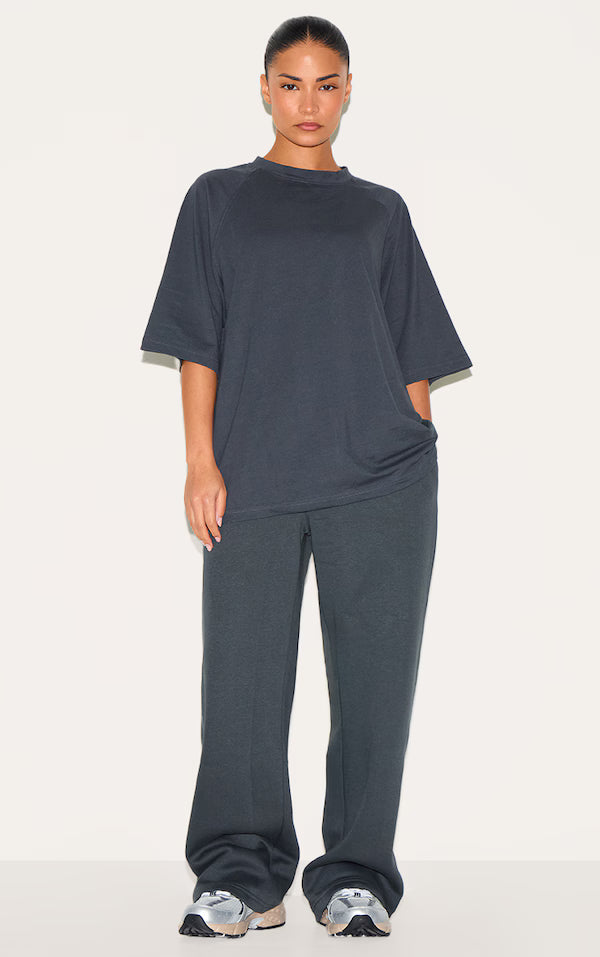 Petite Charcoal Oversized Wide Leg Joggers