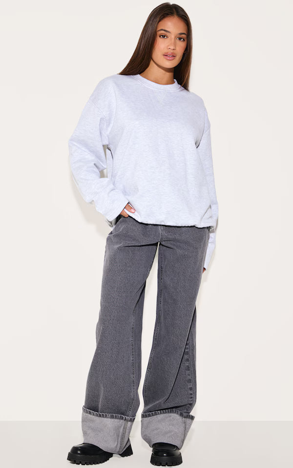 Ash Grey Premium Oversized Crew Neck Sweatshirt