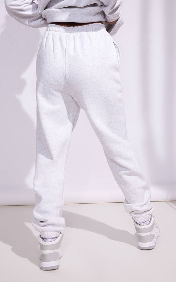 Premium Heather Grey Sports Academy Puff Print Oversized Sweatpants