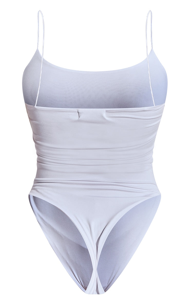 Shape White Slinky Spaghetti Strap Bodysuit