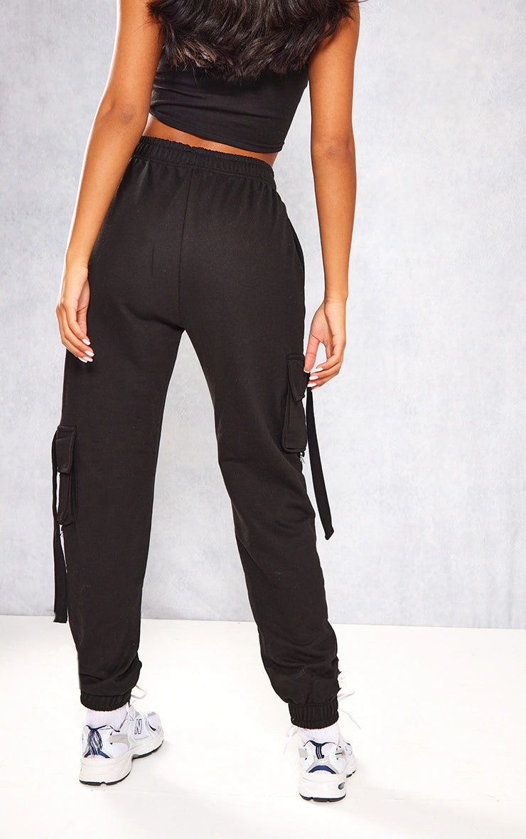 Tall Black Cargo Detail Casual Sweatpants