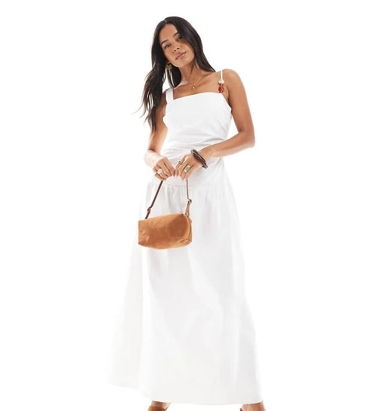 4th reckless exclusive linen look cotton dropped waist strap dress
