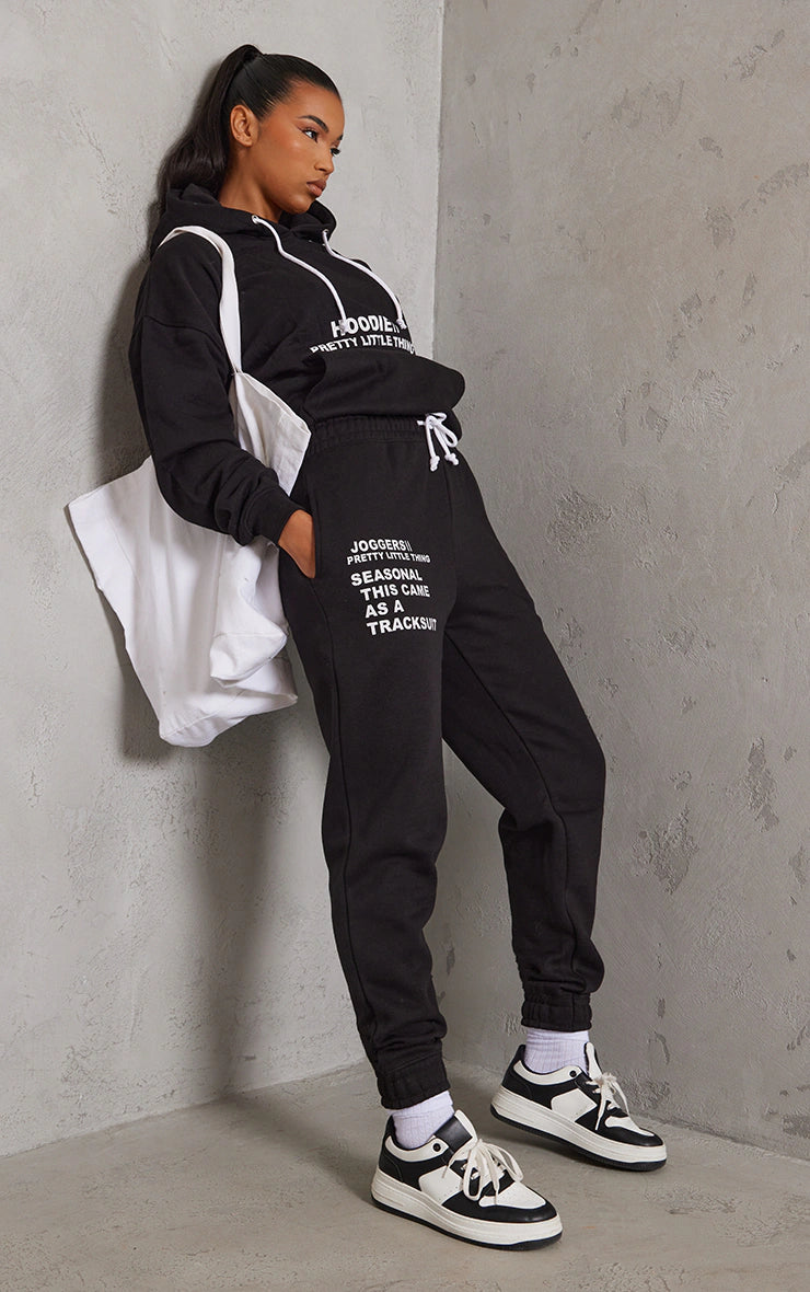 Black Oversized Graphic Printed Pocket Front Hoodie