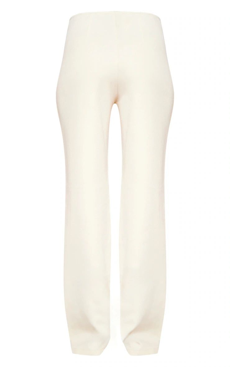 CREAM TAILORED LOW RISE SKINNY FLARED PANTS