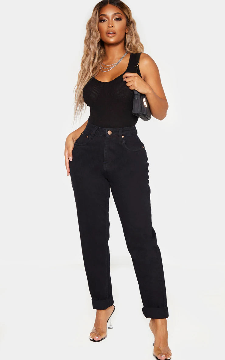 Shape Black High Waisted Mom Jeans