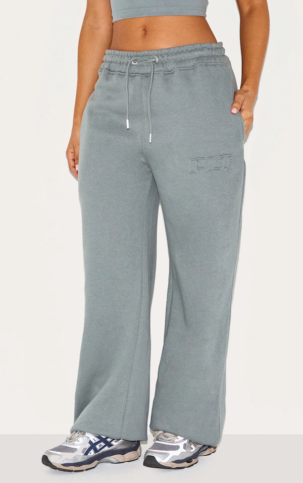 Plt - Petite Teal Plt Embossed Wide Leg Joggers