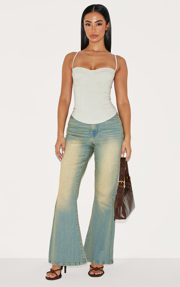 Petite Vintage Low Rise Invisible Waistband Stretch Flares