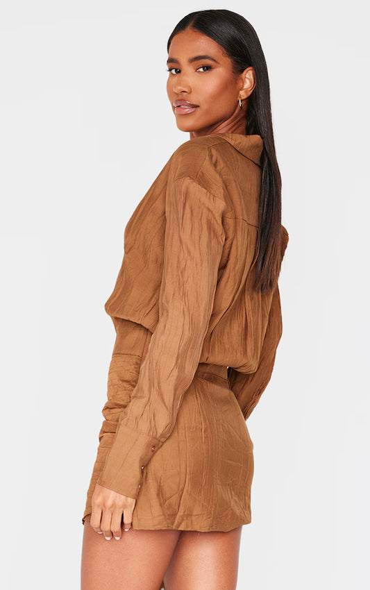 Plt - Chocolate Tie Detail Shirt Dress