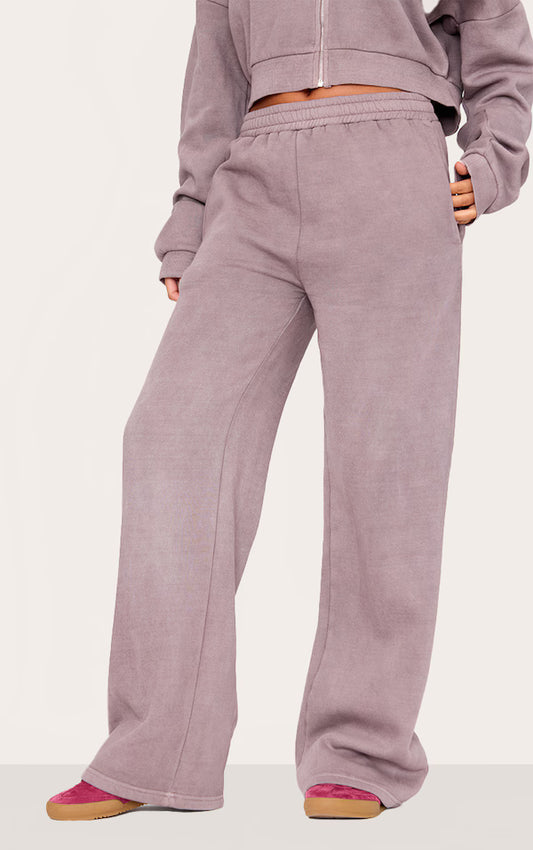 Tall Washed Brown Drawstring Wide Leg Joggers