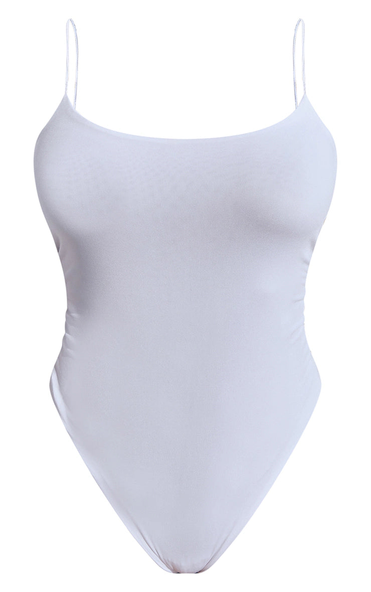 Shape White Slinky Spaghetti Strap Bodysuit