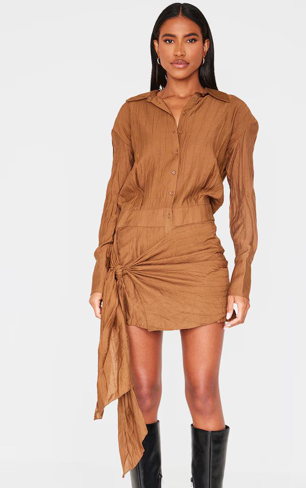 Plt - Chocolate Tie Detail Shirt Dress