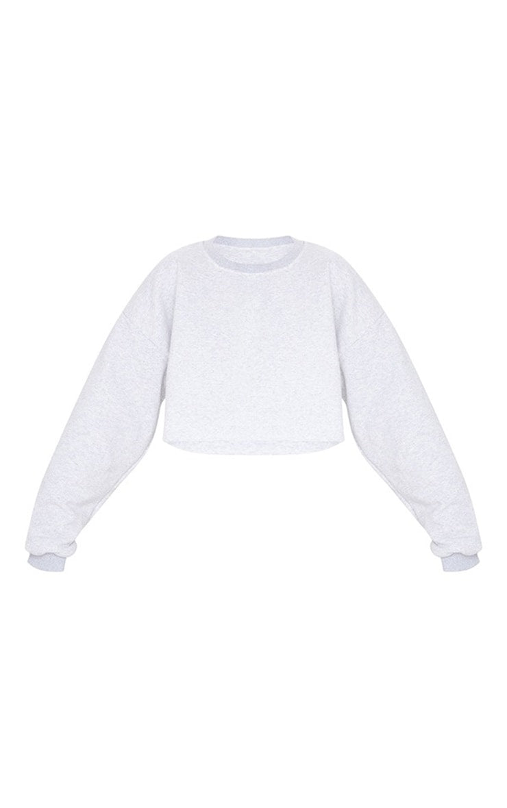 Ash Grey Oversized Cropped Crewneck Sweatshirt