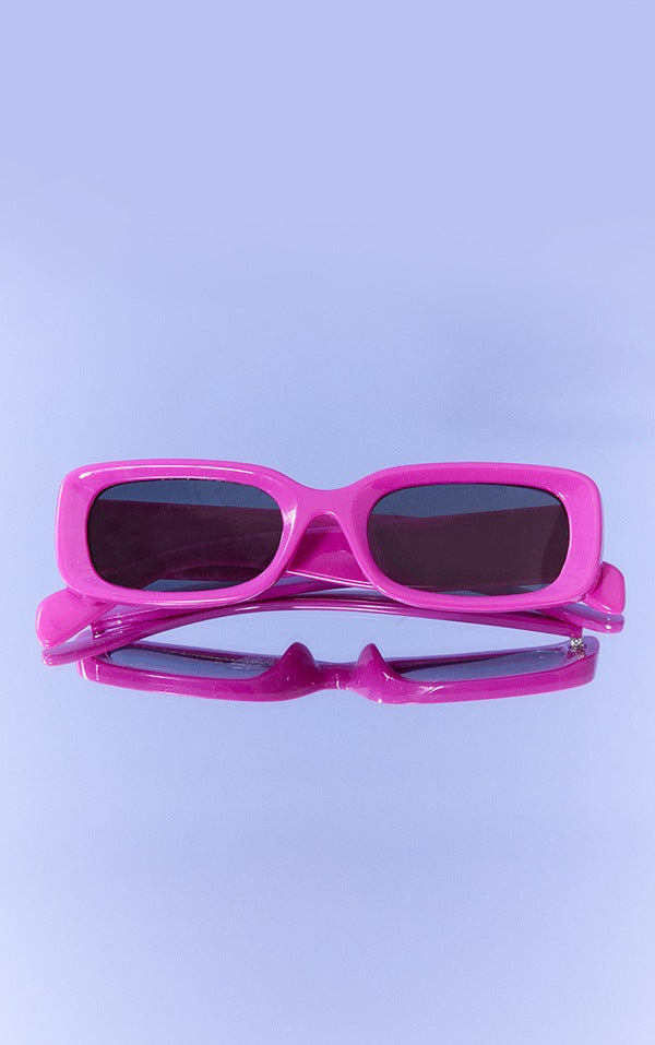 Pink Retro Rectangular Thick Side Frame Sunglasses