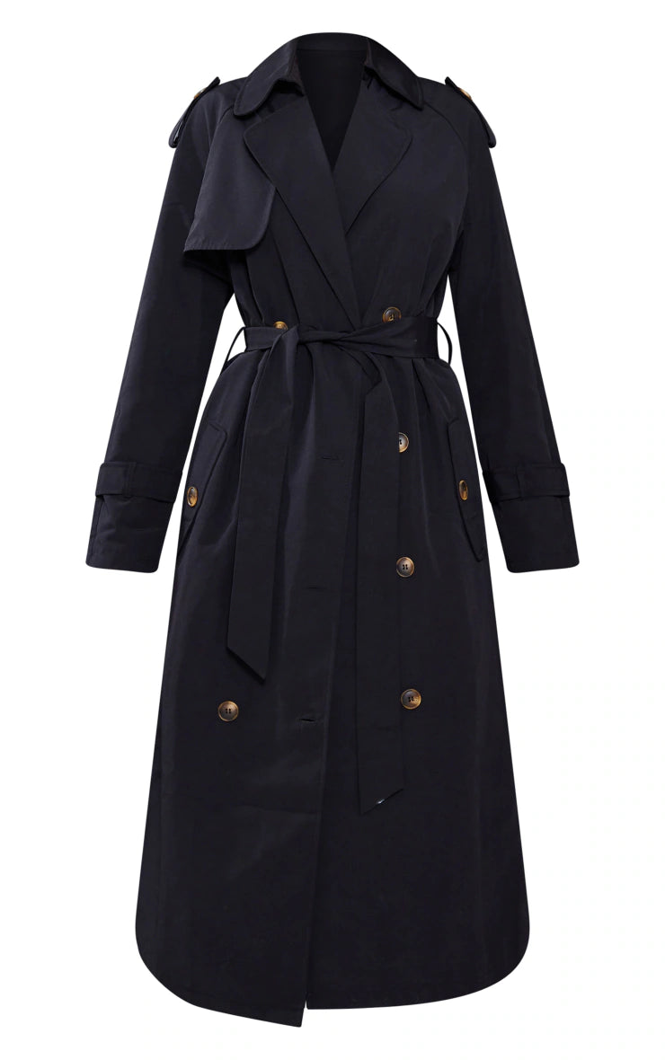 Petite Black Oversized Trench Coat