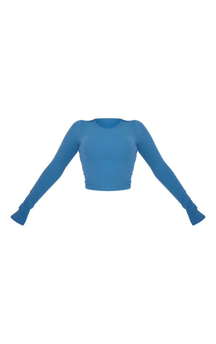 Petrol Snatched Sculpt Long Sleeve Crop Top