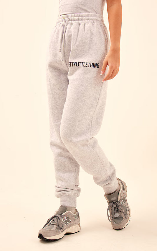 Ash Grey Logo High Waisted Cuffed Joggers