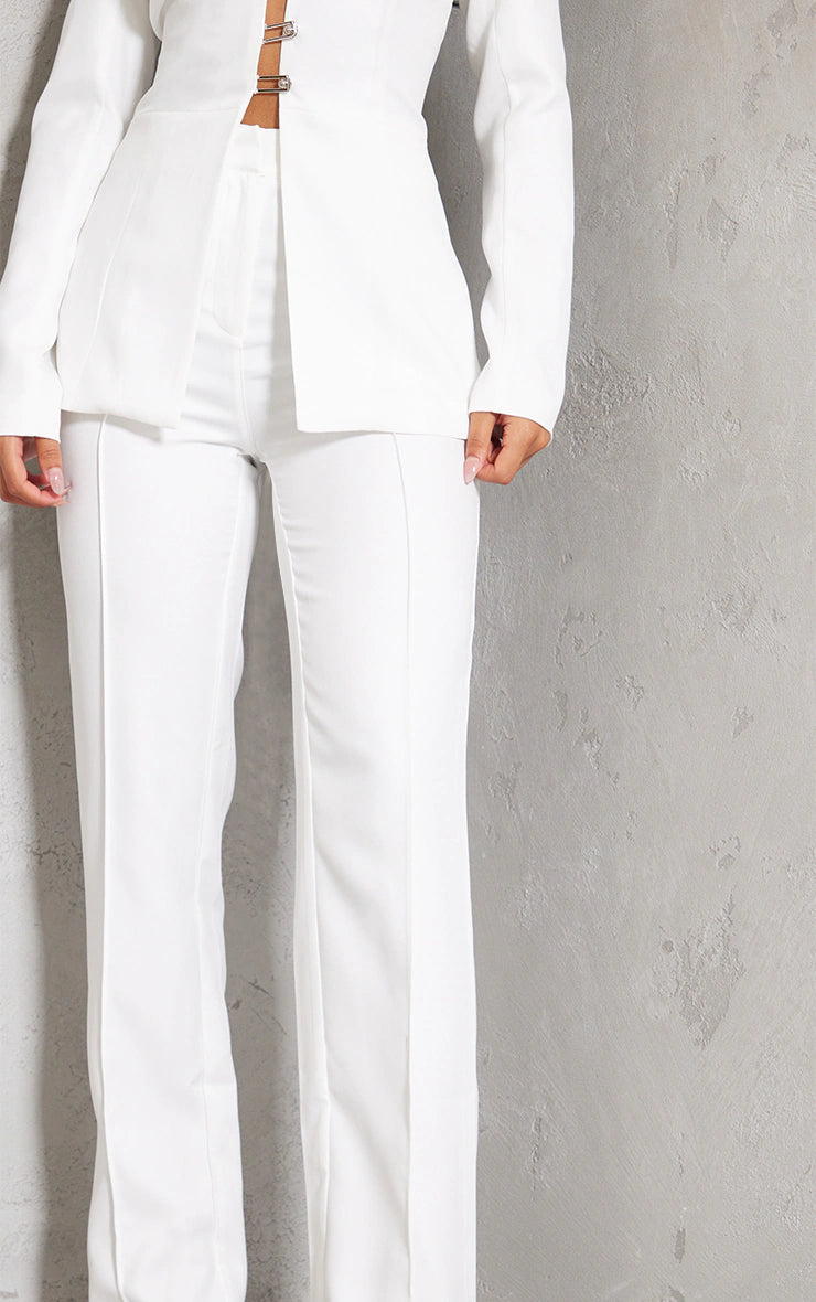 White Wide Leg High Waist Trousers