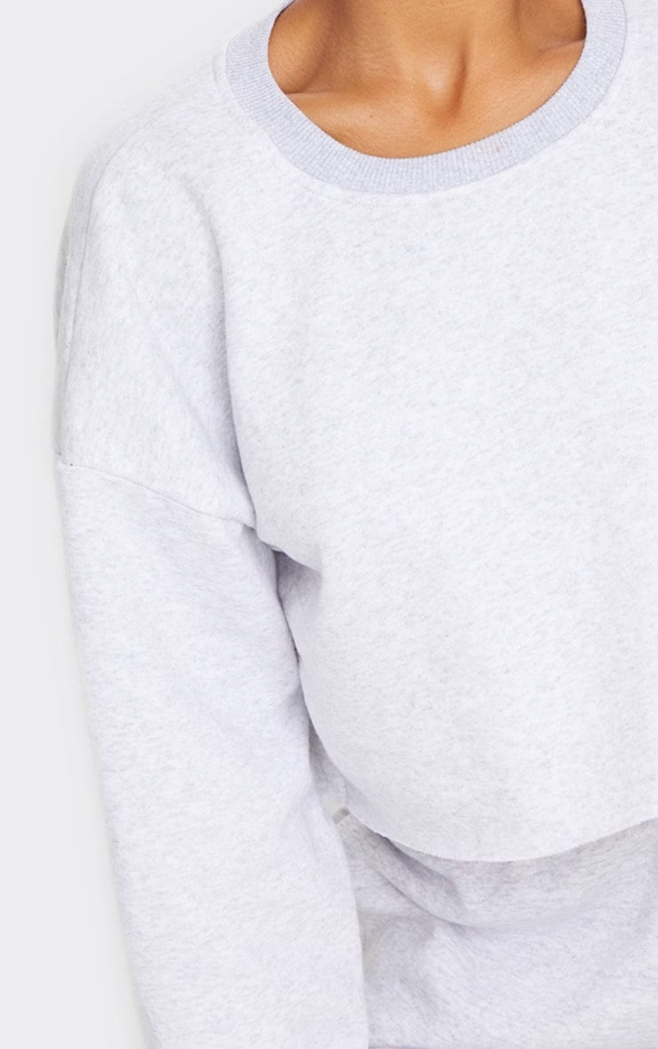 Ash Grey Oversized Cropped Crewneck Sweatshirt