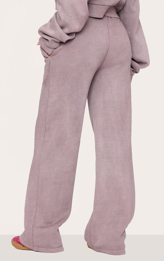 Tall Washed Brown Drawstring Wide Leg Joggers