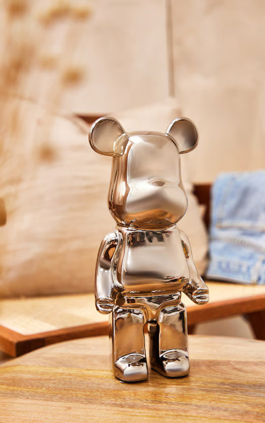 Large Silver Gloss Bear Ornament 28cm