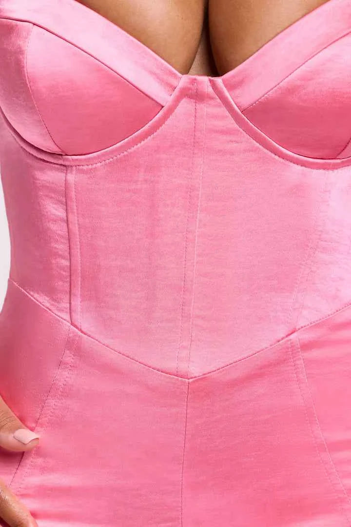 Ohpolly - Satin Corset Mini Playsuit in Pink