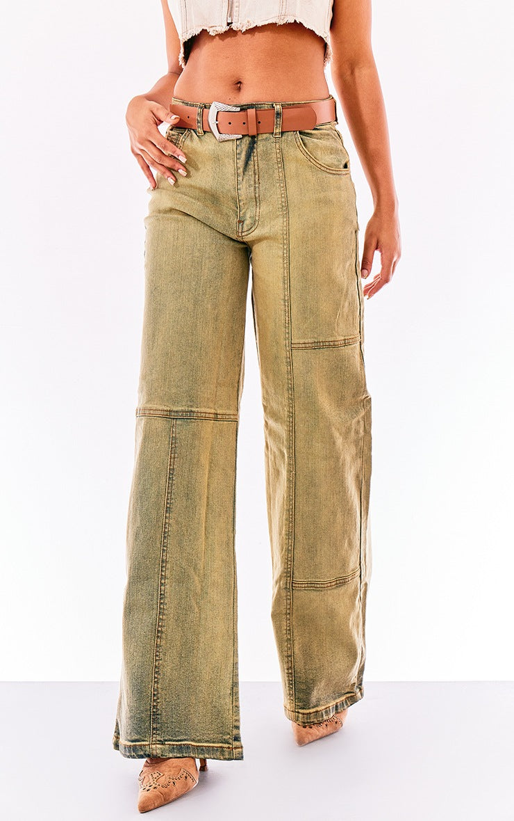 VINTAGE BLEACH WASH SEAM DETAIL JEANS