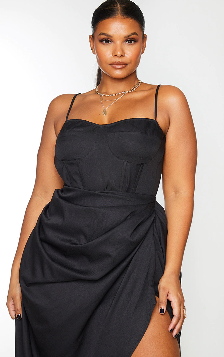 Plus Black Structure Corset Top