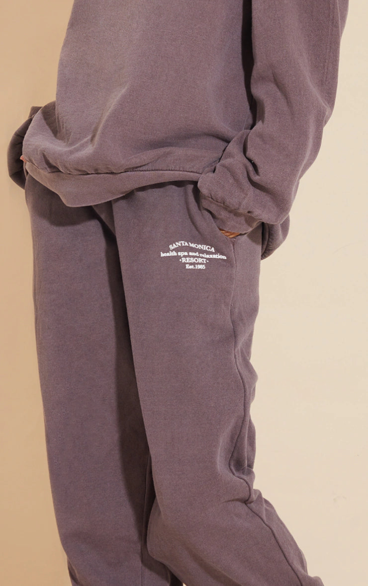 DARK BROWN SANTA MONICA WASHED EMBROIDERED SWEATPANTS