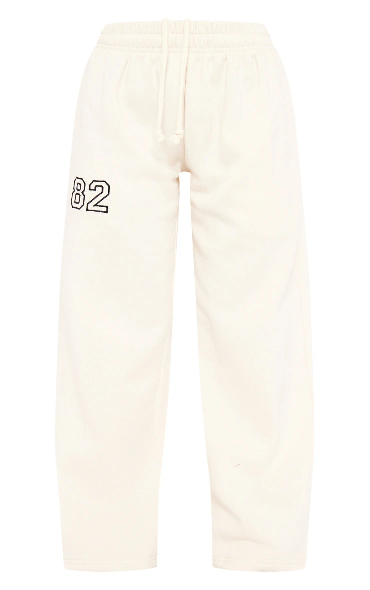 Petite Cream 82 Varsity Wide Leg Sweatpants