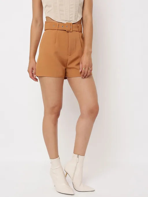 Tall Tailored Belted Shorts Camel