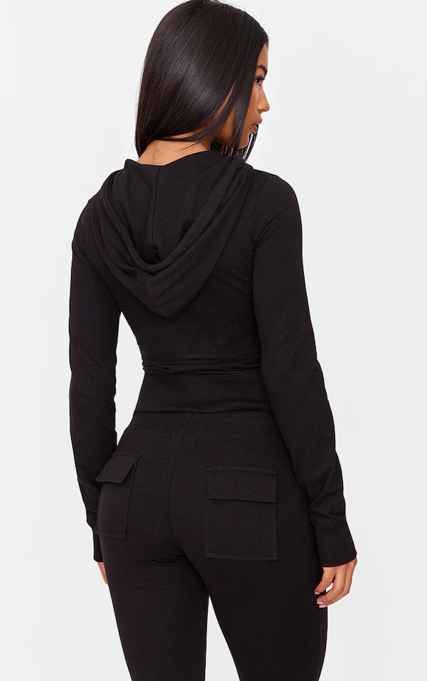 Plt - Black Zip Up Fitted Track Top