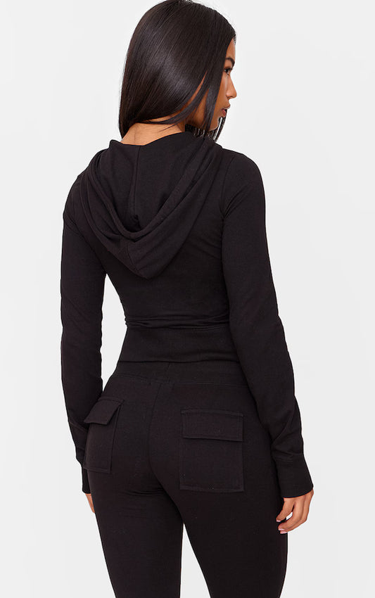 Plt - Black Zip Up Fitted Track Top