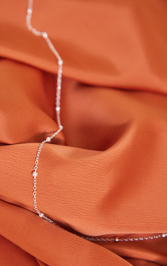 Silver Ball Detail Simple Belly Chain