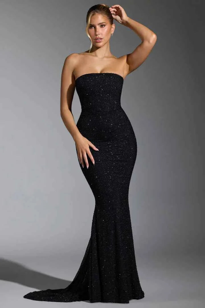 OhPolly - Embellished Corset Gown in Black