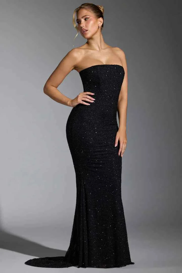 OhPolly - Embellished Corset Gown in Black