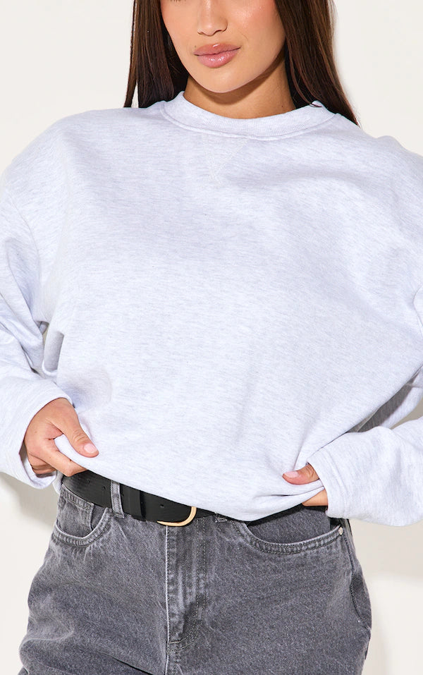 Ash Grey Premium Oversized Crew Neck Sweatshirt