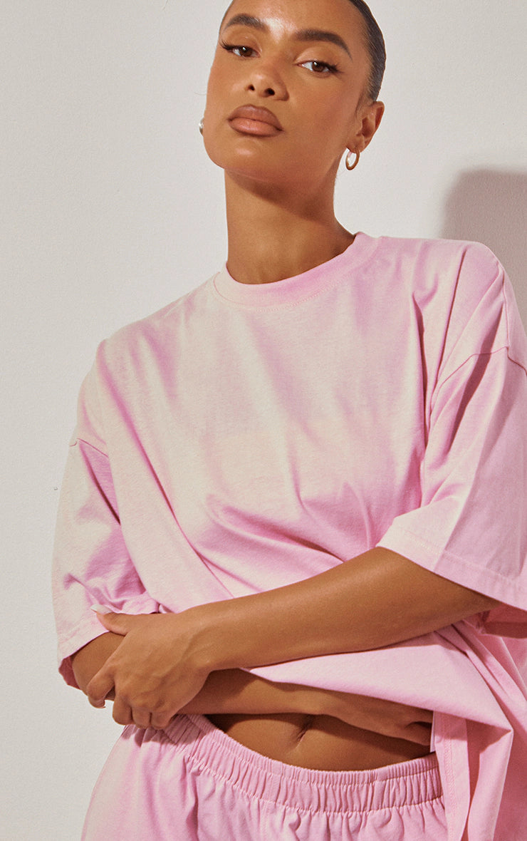 Candy Pink Cotton Oversized Boxy T-Shirt