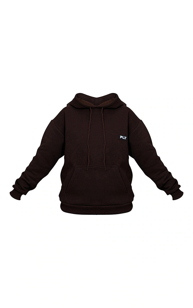 PETITE CHOCOLATE BANDAGE DETAIL OVERSIZE HOODIE