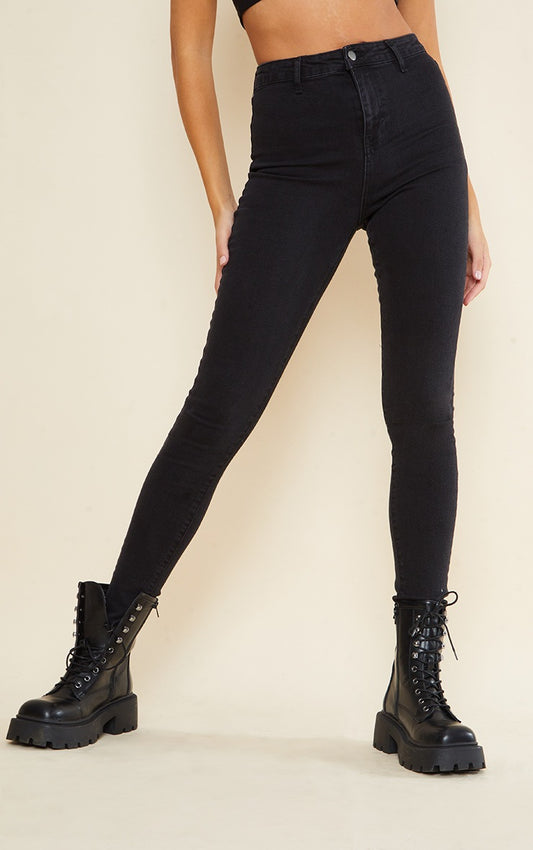 Tall Black Super Stretch High Waisted Skinny Jeans