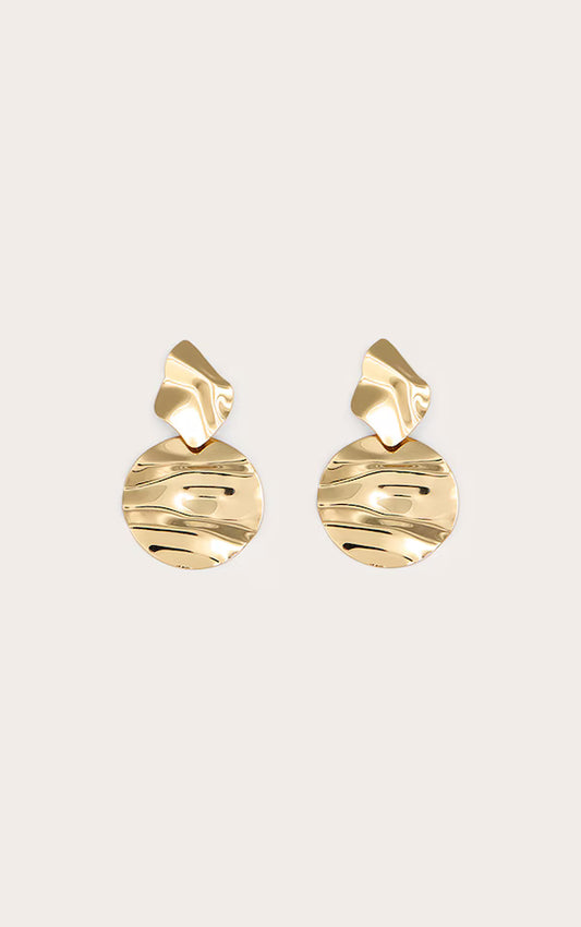 Gold Abstract Disc Statement Earrings