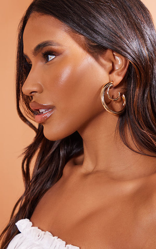 Gold Double Layered Hoop Earring