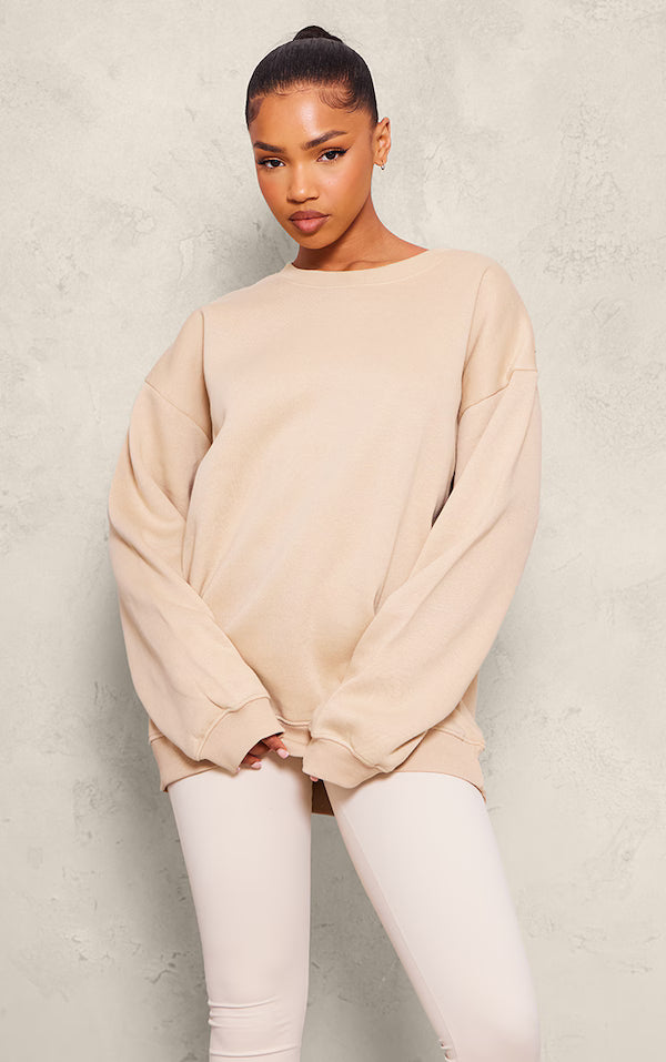 Plt - Sand Oversized Plain Fit Sweatshirt
